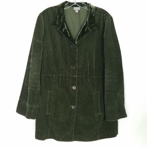 J. JILL Corduroy Jacket Button Front Velvet Collar